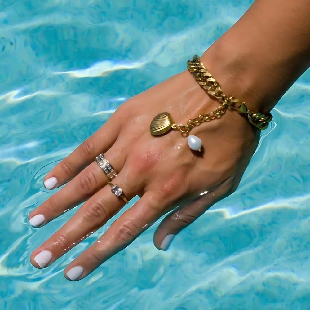 Woman’s gold plated bracelet. Father and Daughter Jewelry.