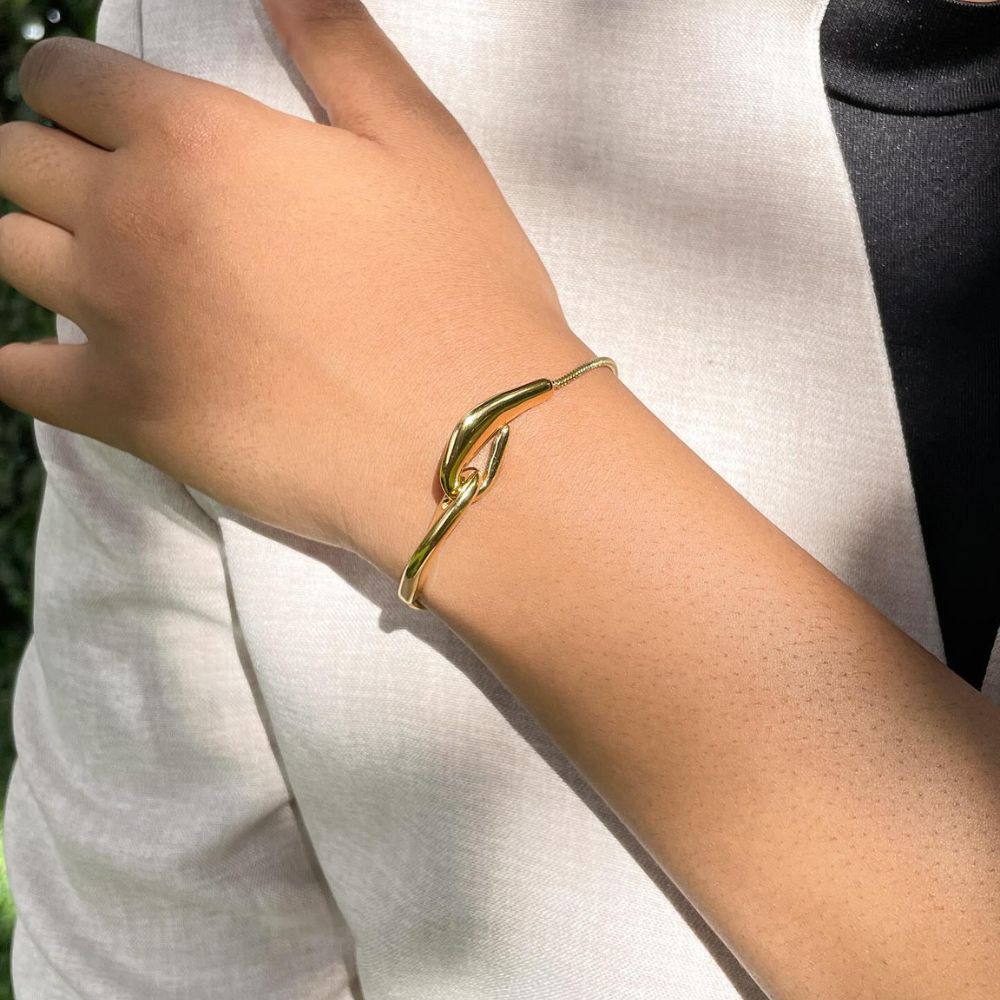 Woman’s gold plated bracelet. Father and Daughter Jewelry.