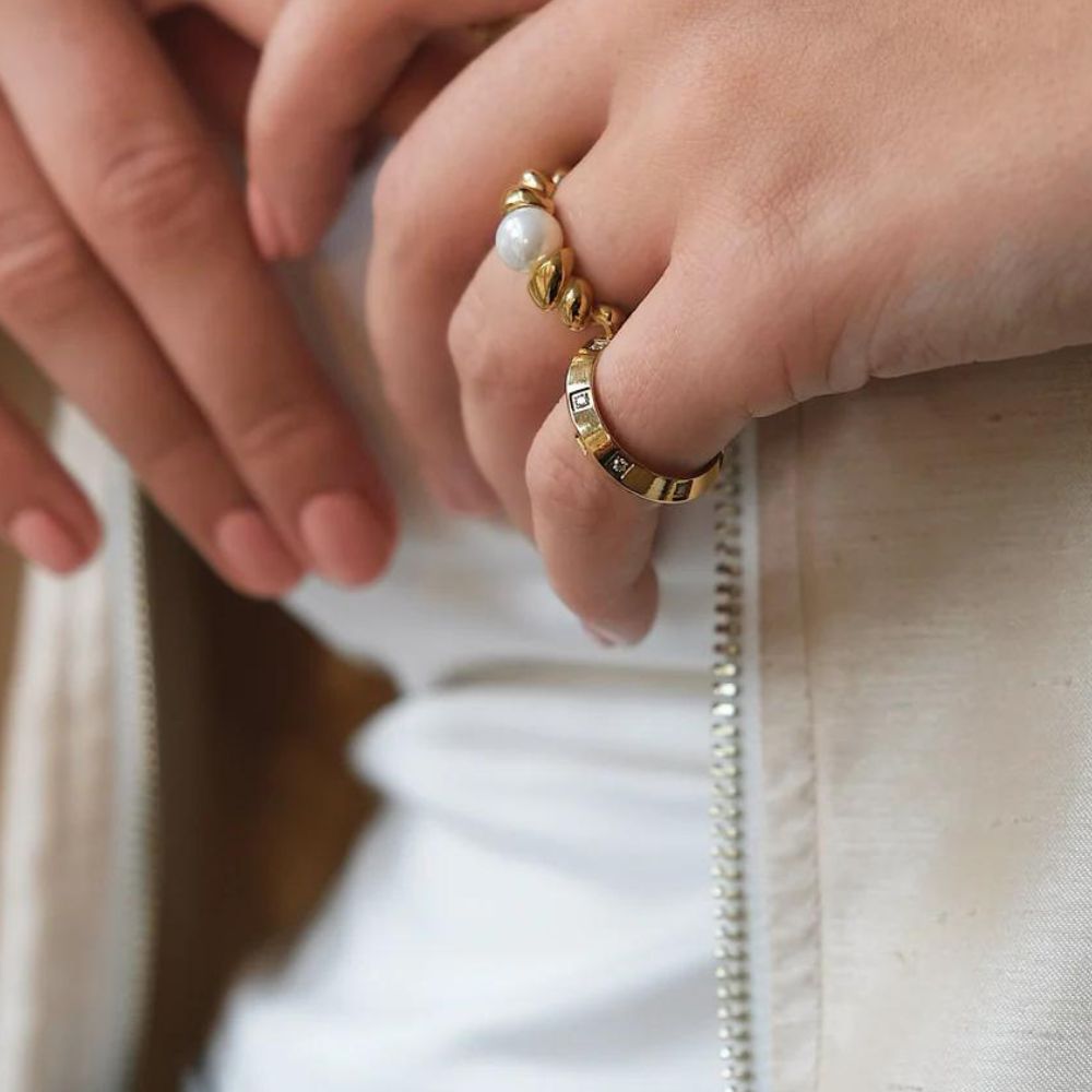 Woman’s gold plated ring. Father and Daughter Jewelry.