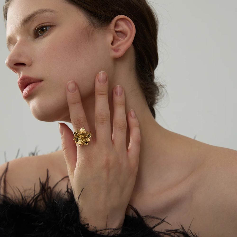 Woman’s gold plated ring. Father and Daughter Jewelry.