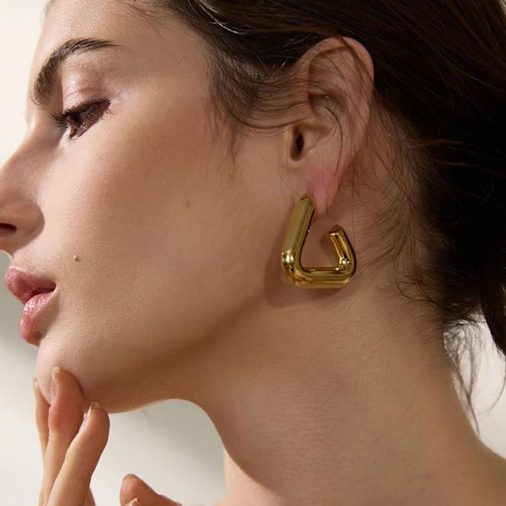 Woman gold plated earrings. Father and Daughter Jewelry.