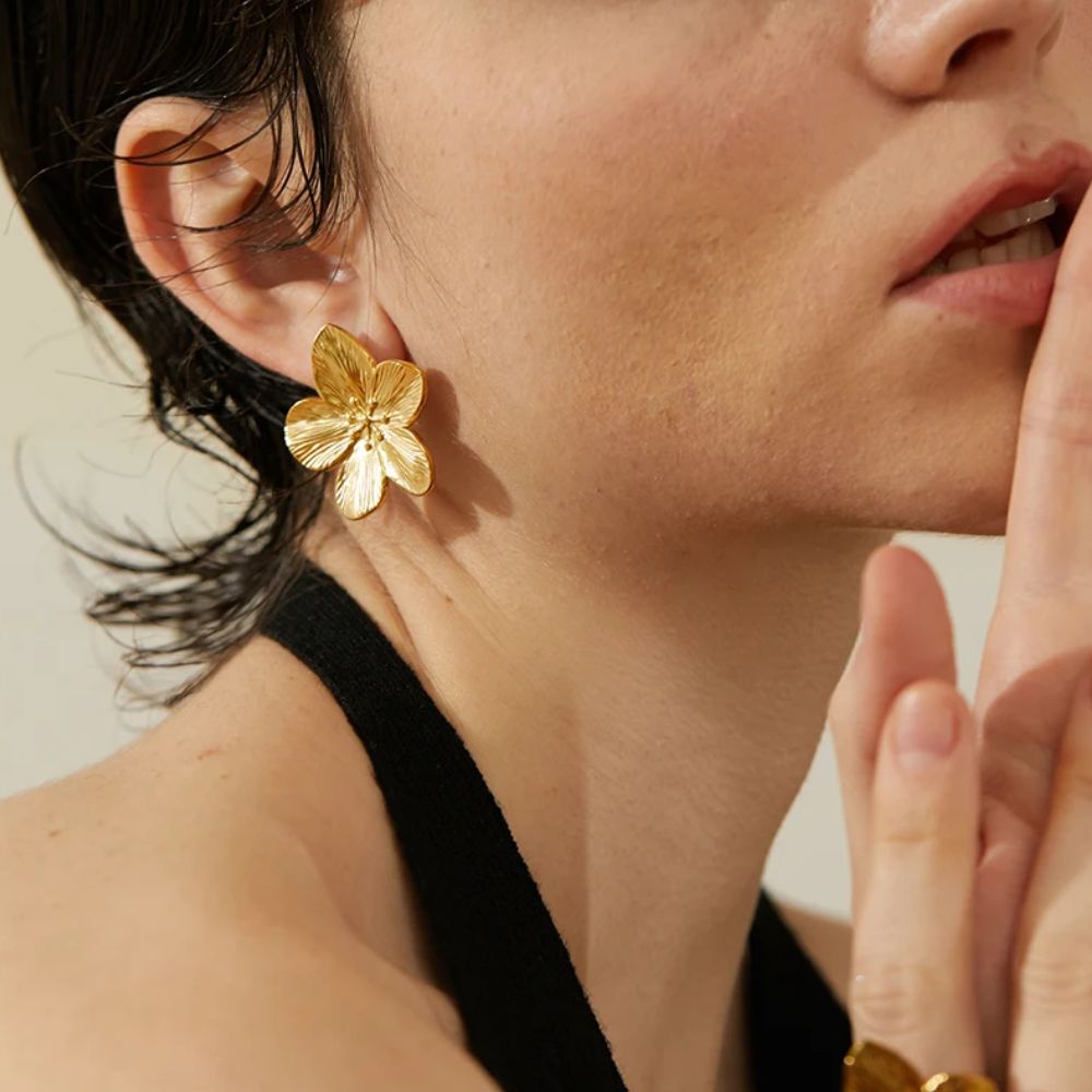 Woman’s gold plated earrings. Father and Daughter Jewelry.