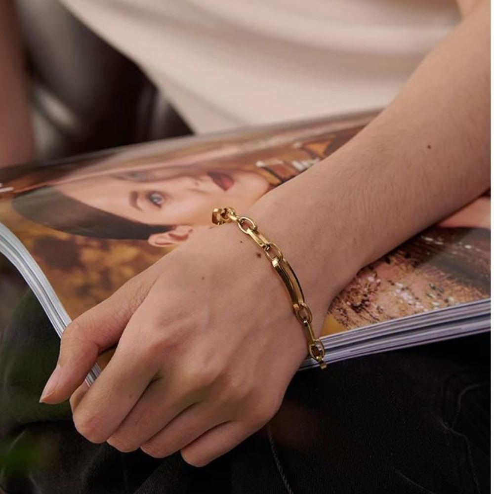 Woman gold plated bracelet. Father and Daughter Jewelry.