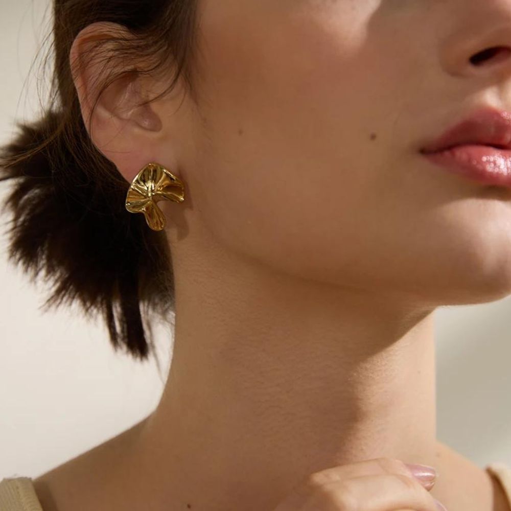 Woman gold plated earrings. Father and Daughter Jewelry.