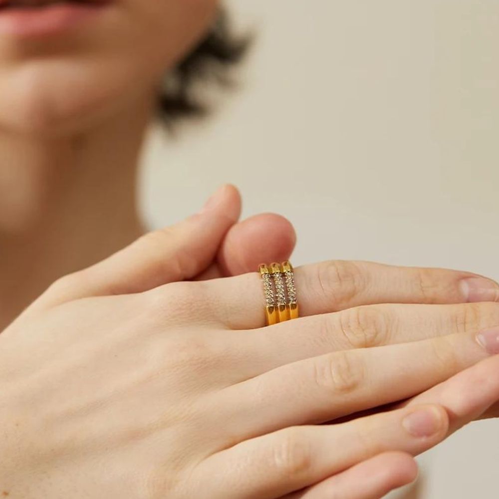 Woman’s gold plated ring. Father and Daughter Jewelry.