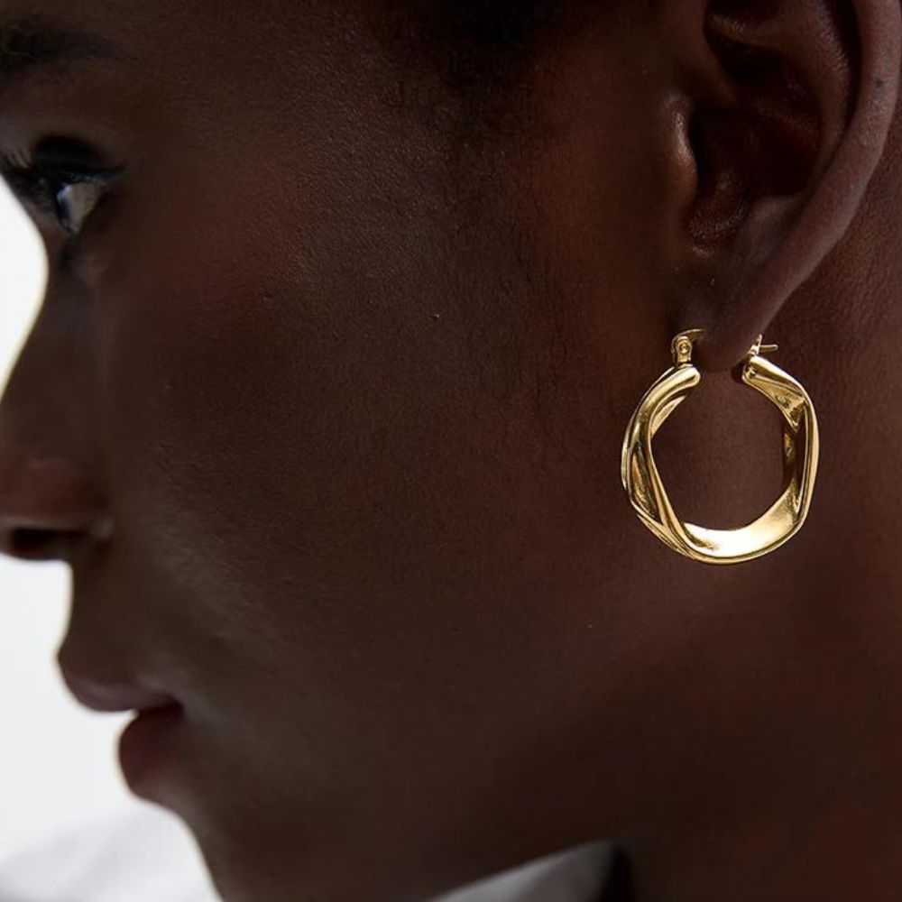 Woman’s gold plated earrings. Father and Daughter Jewelry.