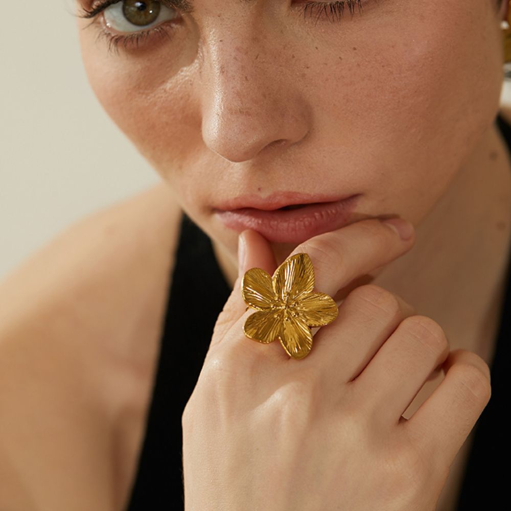 Woman gold plated ring. Father and Daughter Jewelry.