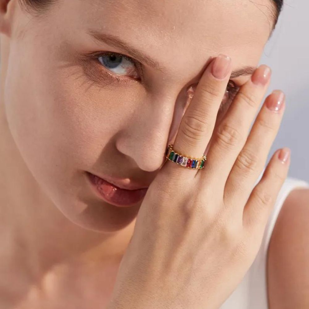 Woman gold plated ring. Father and Daughter Jewelry.