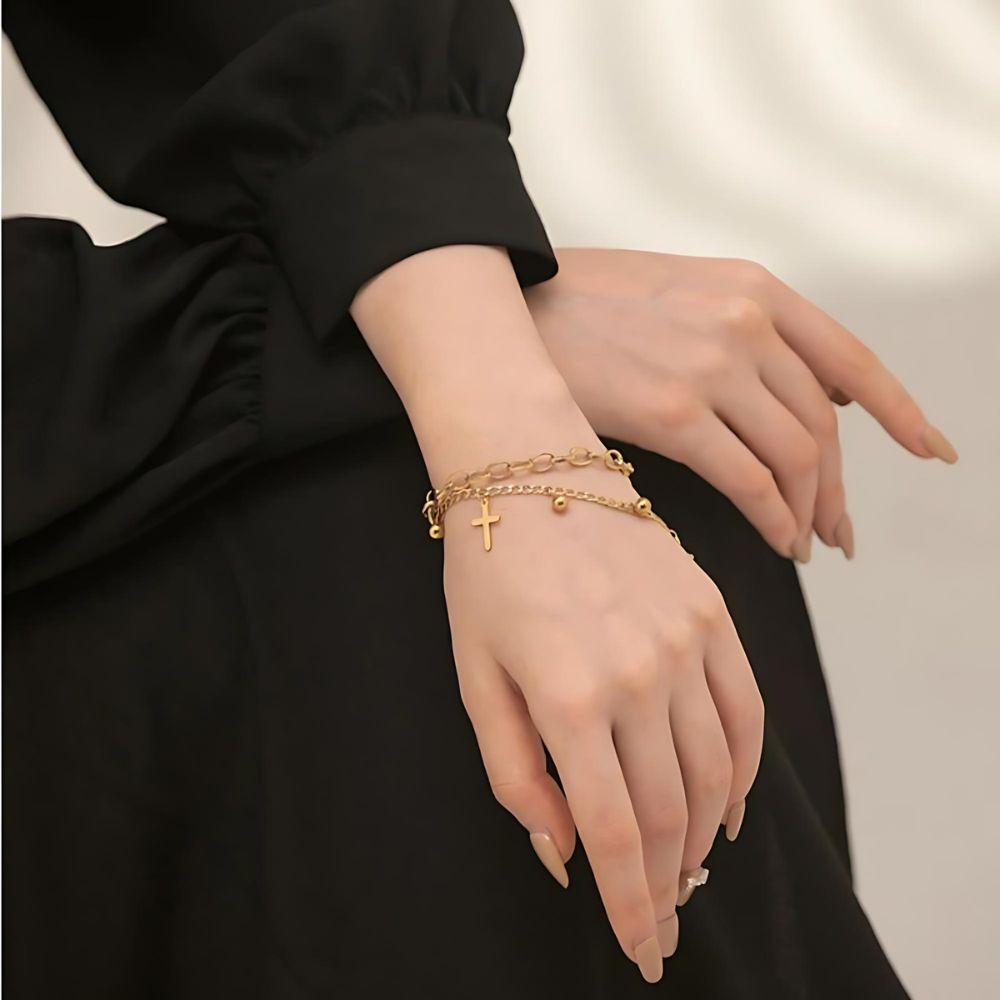 Woman gold plated bracelet. Father and Daughter Jewelry.