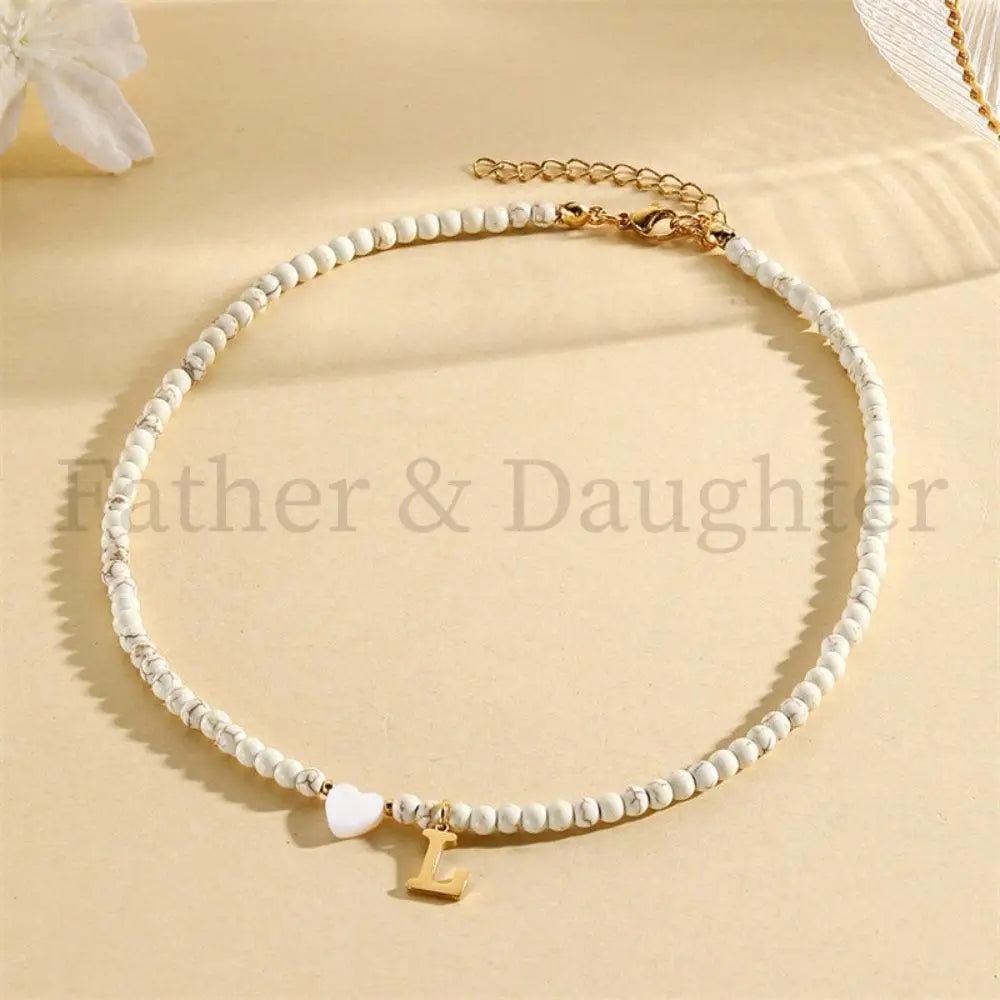 Ivory Heart Letter Choker - Father and Daughter Jewelry