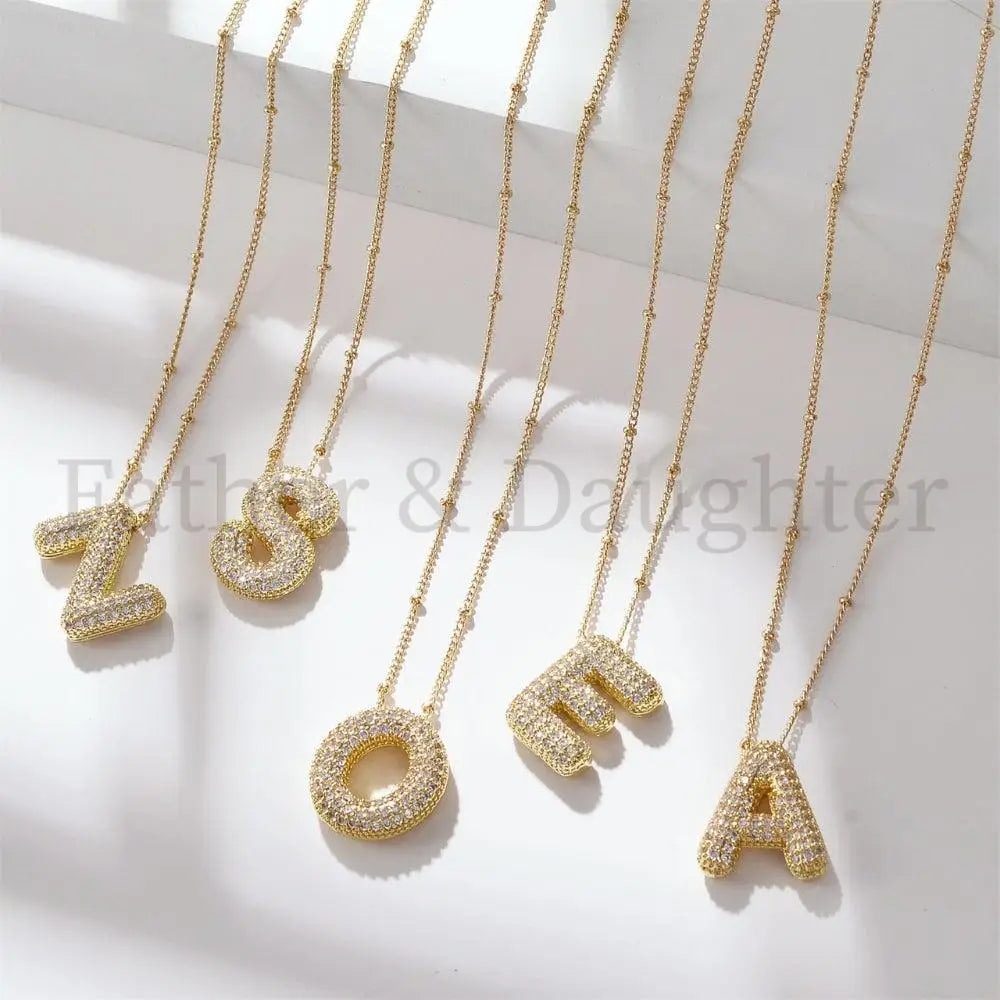 Iced Letter Glow Necklace - Father and Daughter Jewelry