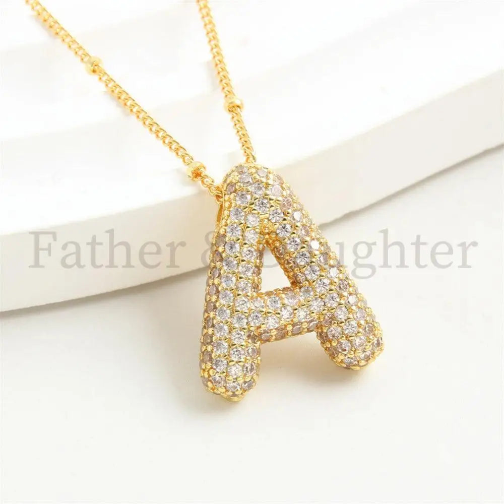 Iced Letter Glow Necklace - Father and Daughter Jewelry