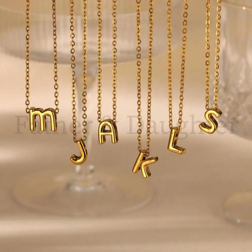 Bubble Initial Necklace - Father and Daughter Jewelry