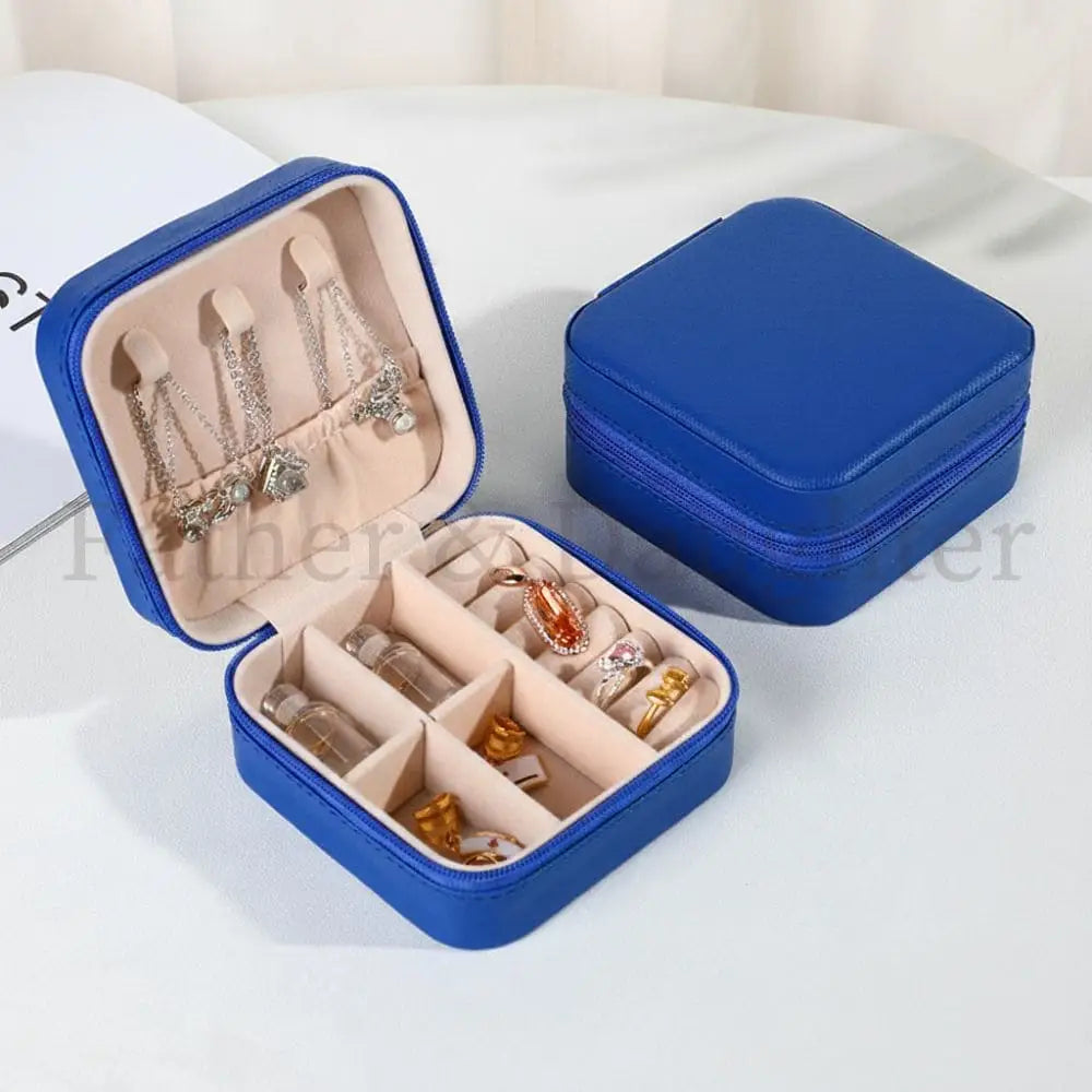 Compact Travel Jewellery Case Blue