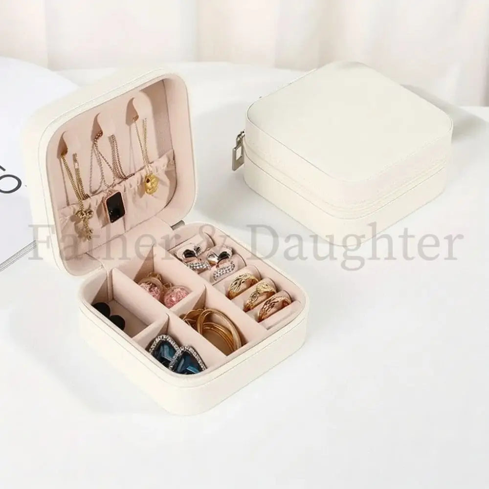 Compact Travel Jewellery Case White