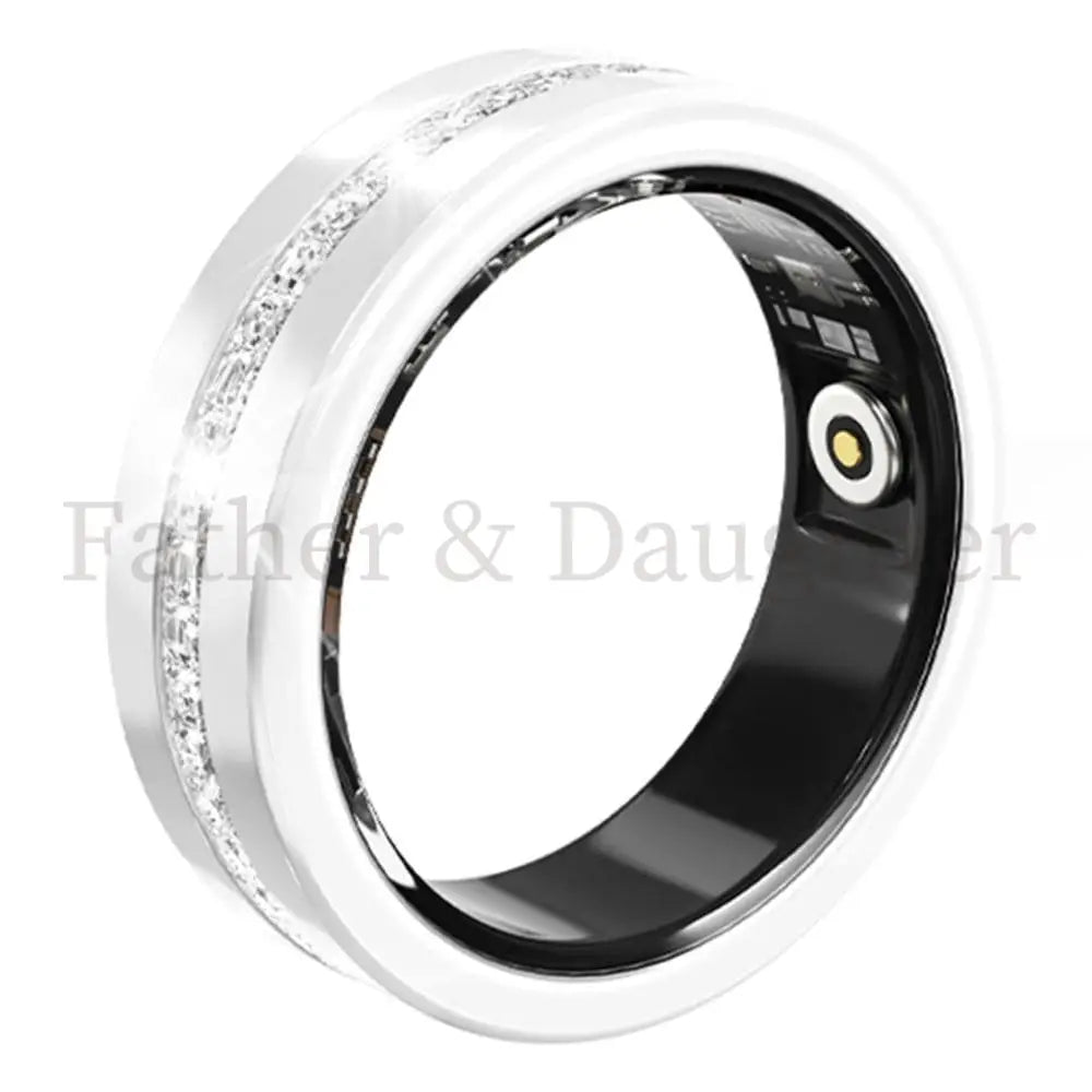 Diamond Inlaid Smart Ring Silver