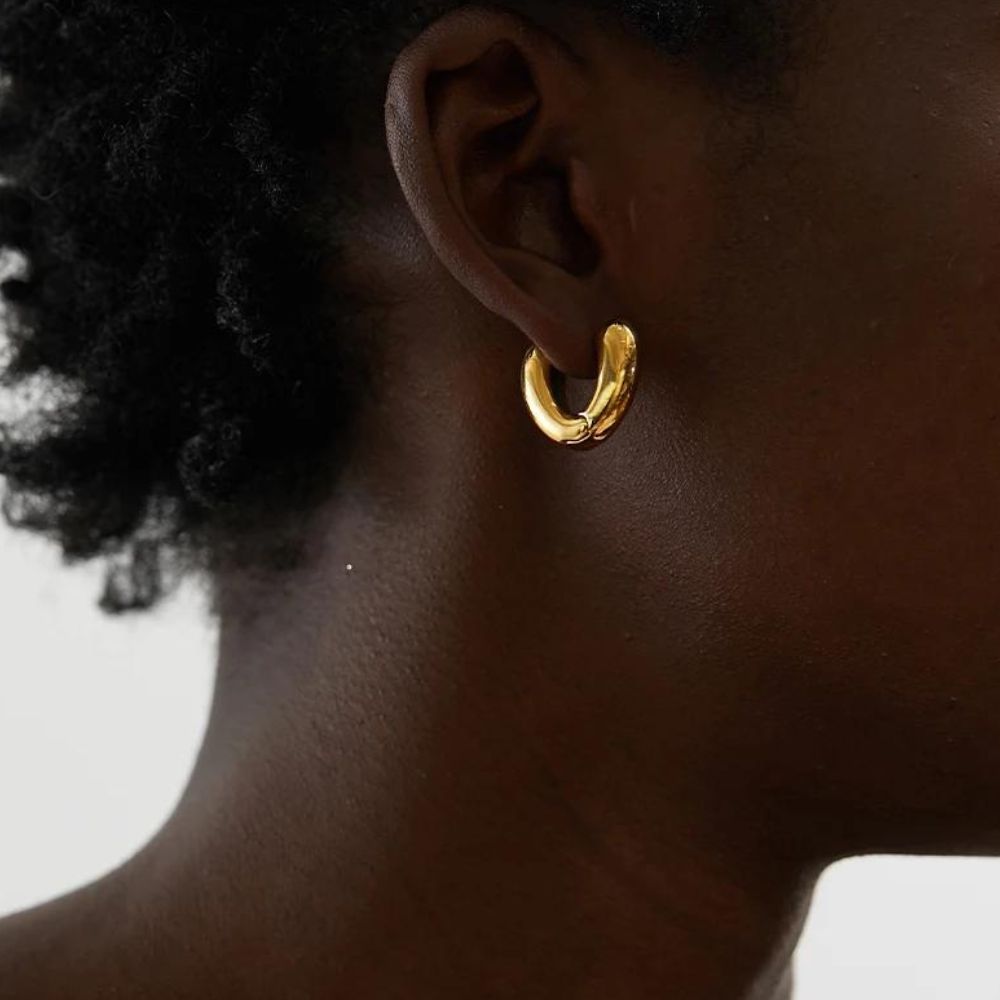 Woman’s gold plated earrings. Father and Daughter Jewelry.