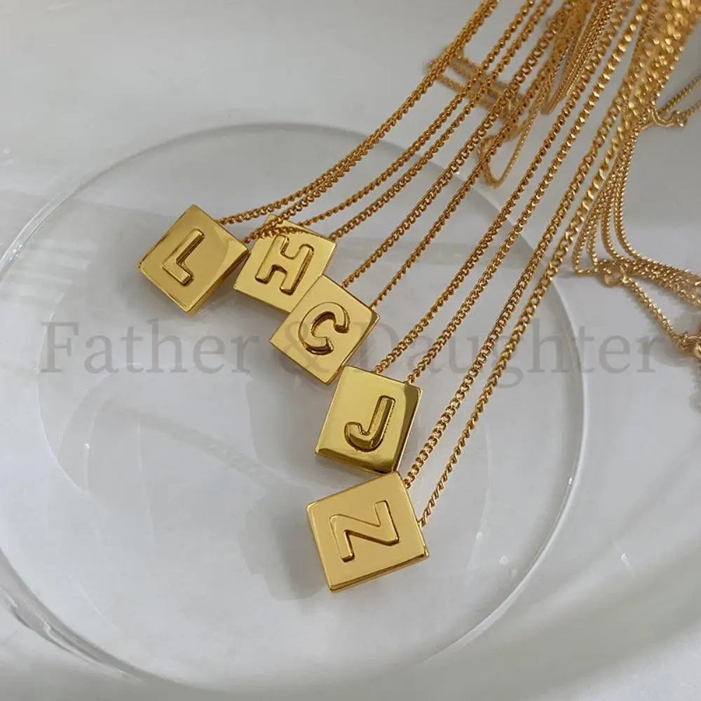 Gold Ingot Letter Necklace - Father and Daughter Jewelry