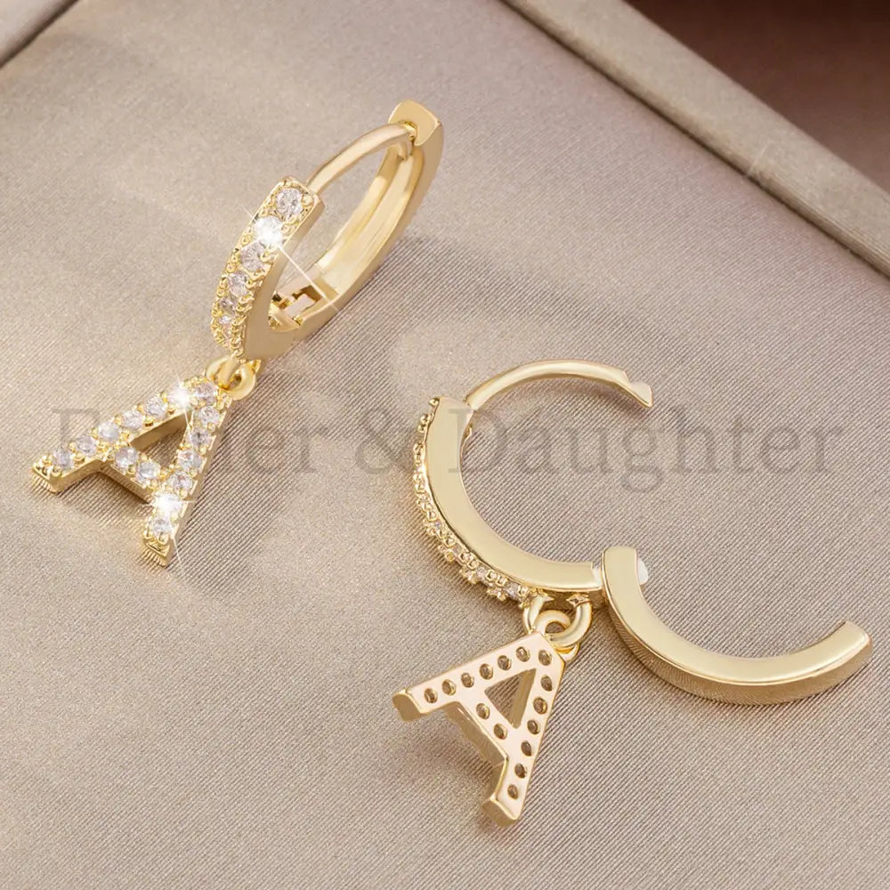 Gold Initial Hoop Earrings