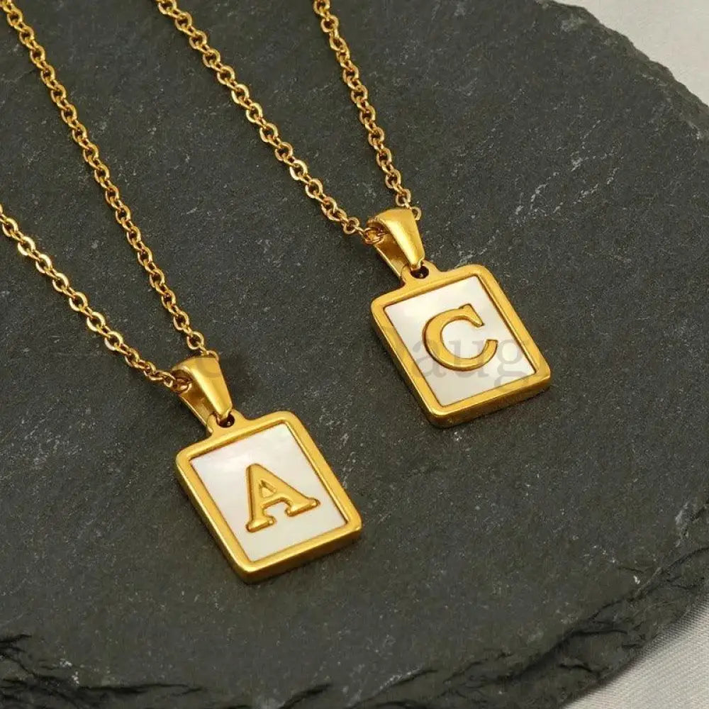 Golden Shell Initial Necklace - Father and Daughter Jewelry