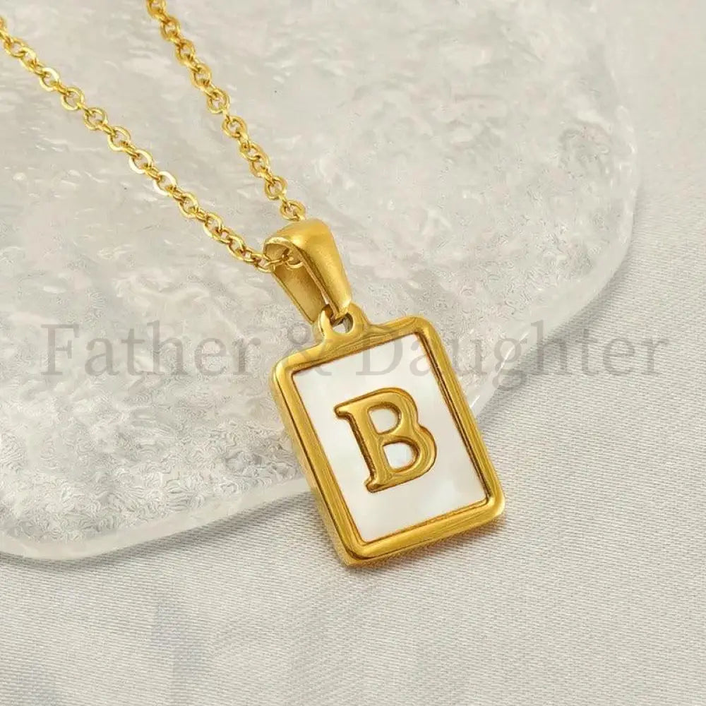 Golden Shell Initial Necklace - Father and Daughter Jewelry