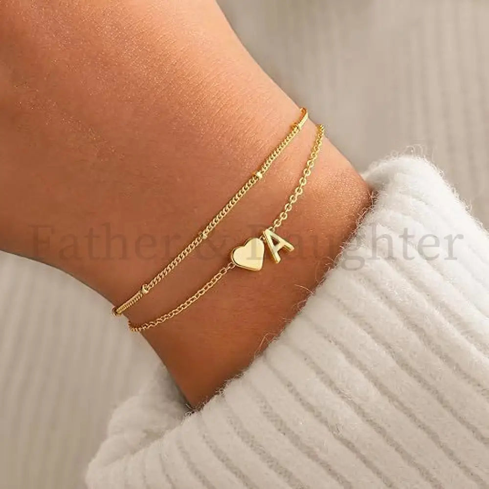 Heart Initial Bracelet Heart Initial Bracelet / A