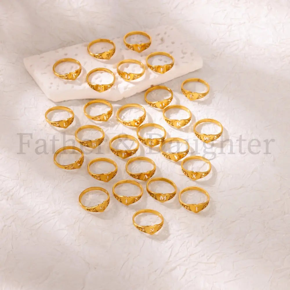 Heart Initial Cutout Ring