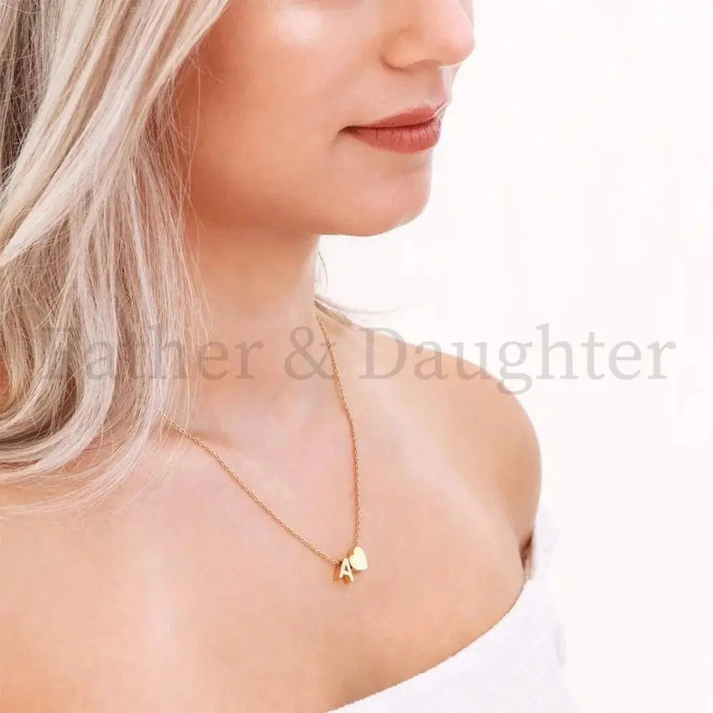Initial Heart Necklace - Father and Daughter Jewelry