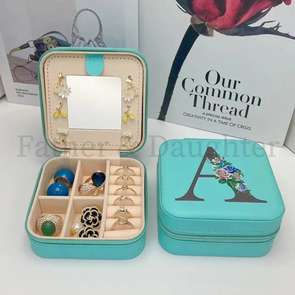 Initial Jewellery Travel Case Turquoise / A