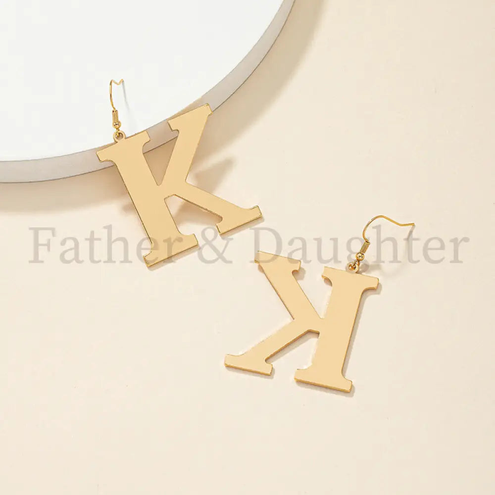Large Gold Initial Drop Earrings