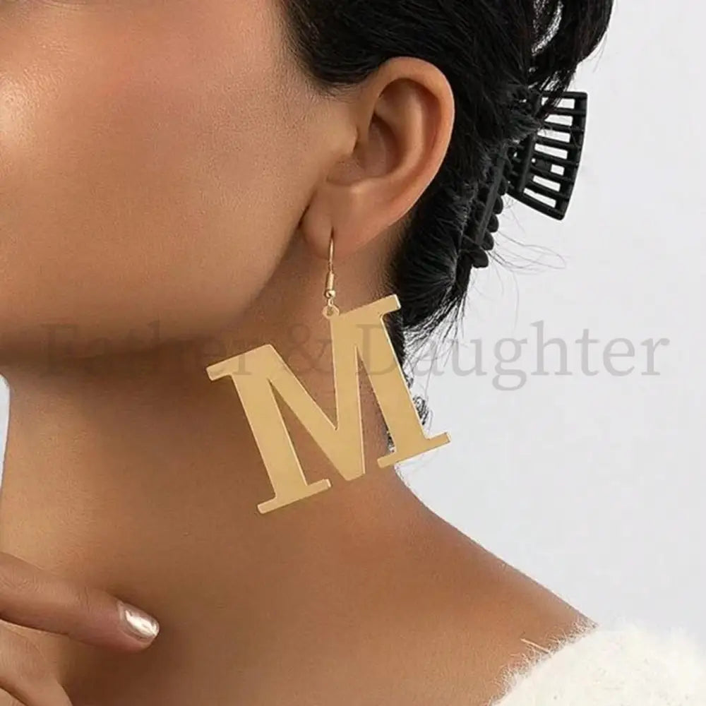 Large Gold Initial Drop Earrings