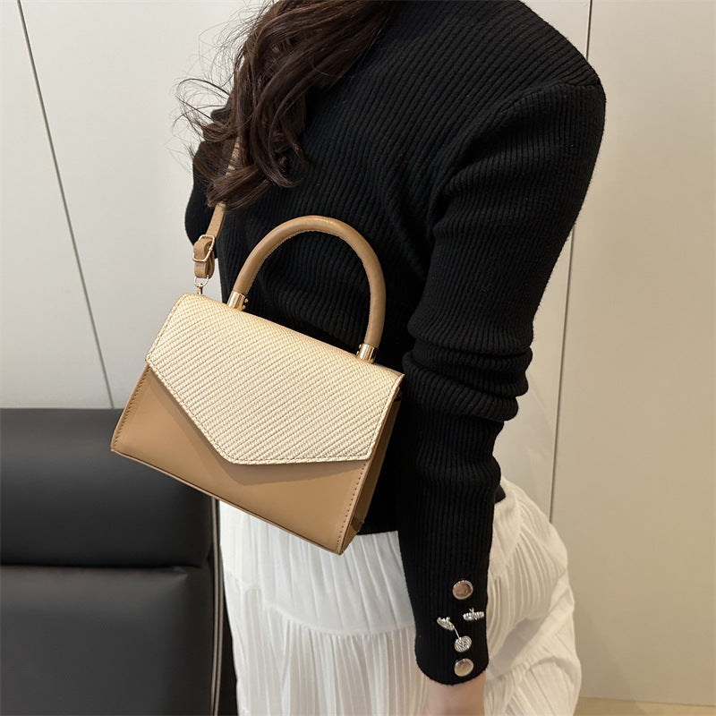 Two-Tone Top Handle Crossbody Bag