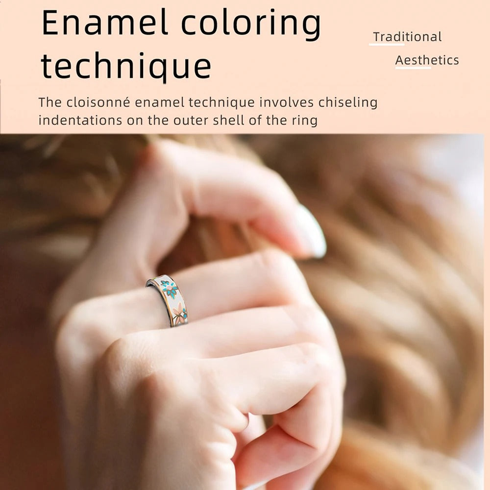 Floral Enamel Smart Ring