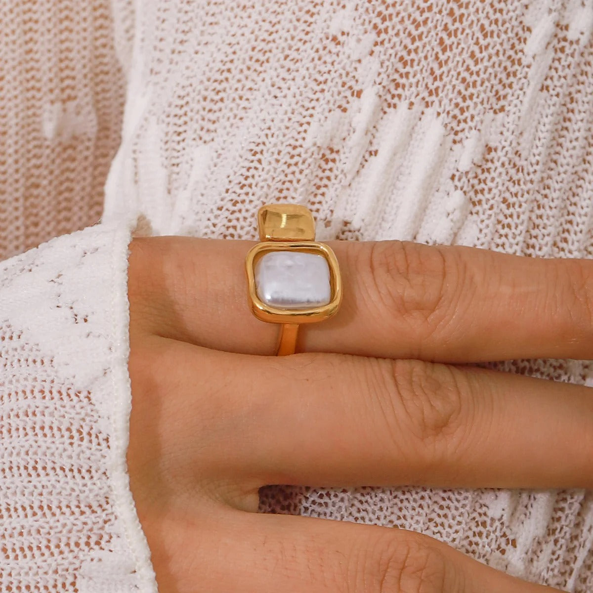 Open Band Pearl Ring