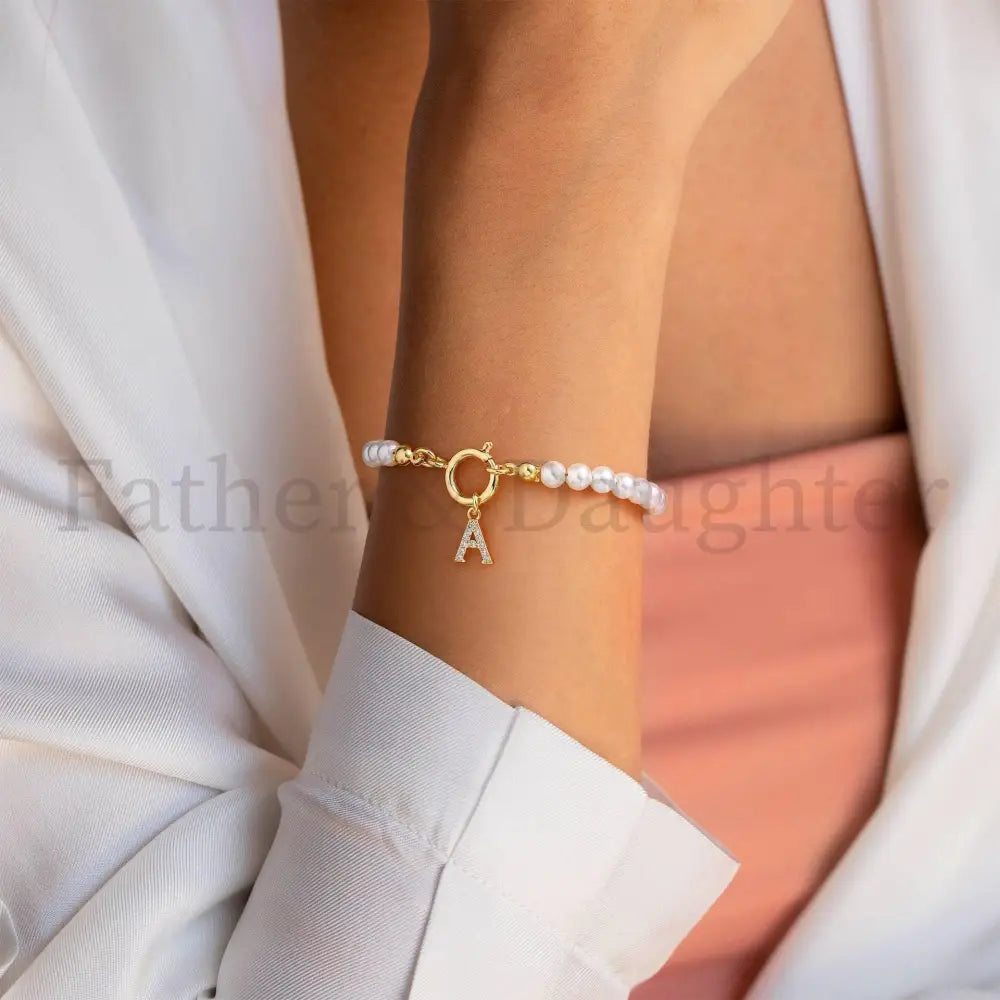 Pearl Initial Bracelet