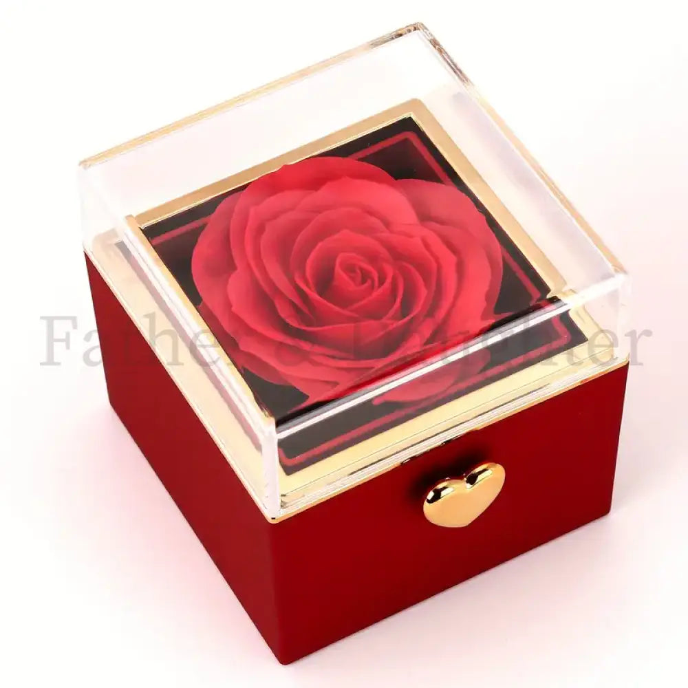 Rose Cube Jewellery Box Red
